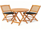 3 Pieces Foldable Acacia Wood Patio Bistro Set, Outdoor Round Table & 2 Ergonomic Chairs with 25255941