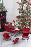 39x17.7x22"H Iron Red/Black Sleigh Large, Distressed Christmas Santa Sleigh Holiday Decoration W2078P237024