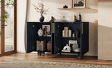 TREXM 54" Retro Buffet Cabinet with Storage, 4-Door Vintage Fluted Sideboard Cabinet with Adjustable N715P289209M