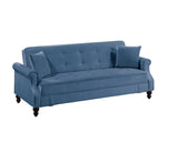 Contemporary Living Room Adjustable Blue Burnt-Out Fabric Couch Plush Storage Couch 1pc Futon B011P163902