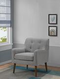 Ryder 25" Mid Century Modern Gray Woven Fabric Tufted Armchair B061128591
