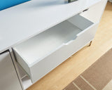 Buffet with Two Cabinets One Drawer with Six Shelves on Metal Legs - White & Gold B107P147703