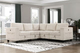Modern Living Room Furniture 1pc Beige Chair with One Arm, Storage Pouch and Charging Ports Corduroy B011P206261