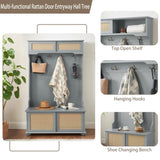 Clothes hanger Hall Tree Storage Bench Shoe Rack for Entryway, Hall Tree with Bench and Shoe W2275P210041