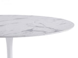 42.1" white marble Color Tulip Table, Mid-century Dining Table for 4-6 People - Round MDF Table W234P453955