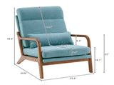 High Back Solid Wood Armrest Backrest Iron Frame Linen Indoor Leisure Chair Teal 72413799