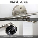 Modern 5-Light Vanity Wall Sconce, Brushed Nickel Finish with Frosted Glass Shades for Bathroom or W1340P206698