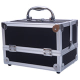 ZNTS SM-2176 Aluminum Makeup Train Case Jewelry Box Cosmetic Organizer with Mirror 9"x6"x6" Black 12276436