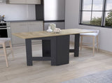 Folding Table with Expandable Design in 3 Forms, Black / Macadamia B097P167405