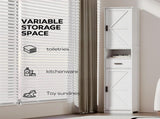 69" H Tall Bathroom Storage Cabinet with 2 Barn Doors and 1 Drawer, Narrow Storage Unit, Adjustable 59463192