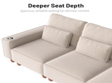 Beige Chenille Deep Seat 2-Seater Sofa with Brushed Stainless Steel Cup Holders and 2 Decorative 35355173