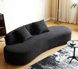 90" Curved Sofa with Throw Pillows, 4 Seater Luxury Velvet Couch with Half Moon Design and B2735P320306