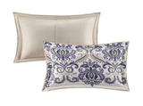 6 Piece Reversible Quilt Set with Throw Pillows Navy/Tan Full/Queen B03597400