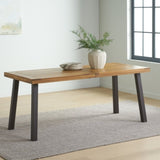 ZNTS Della Acacia Wood Dining Table, Natural Stained with Rustic Metal, 32.25 in x 69 in x 29.5 in, 57192.00INTL