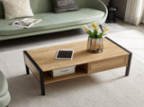 40.16" Rattan Coffee table, sliding door for storage, metal legs, Modern table for living room , W1265121739