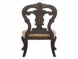Elegant Style Beautiful Side Chairs 2pc Set Cherry Finish with Gold Tipping Fabric Upholstered B01164711
