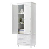 ZNTS Tall Storage Cabinet with Two Drawers for Bathroom/Office, White WF299284AAK