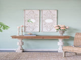 Set of 2 Large Wooden Wall Art Panels with Distressed White Finish and Round Mirror Accents,17" x W2078130284