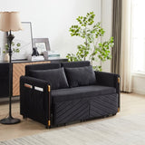 MH 54" Modern Convertible Sofa Bed with 2 Detachable Arm Pockets, Velvet Loveseat Sofa with Pull Out W1193P254888