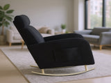 Chenille Upholstered Rocking Chair with Metal Legs and Side Storage Pocket Modern Comfort & 83578306