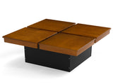 Modern Square Floating Coffee Table Okume Wood Veneer 4-Section Storage Walnut & Black 38653961