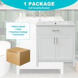 30-Inch Bathroom Vanity with Ceramic Sink and Ample Storage - The Perfect Choice for Small Bathrooms WF530809AAK