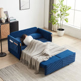 MH 54" Modern Convertible Sofa Bed with 2 Detachable Arm Pockets, Velvet Loveseat Multi-position W1193P254898