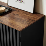 3 Drawer and 4 Shelves Dresser with Slatted Grille Striped Drawer and doors, Modern Style Dresser, W578P193314