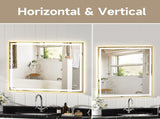 48x40" Gold Eco-Friendly Silver Mirror Dual LED Light Strips Front and Back LightingUnable ship on 72584537