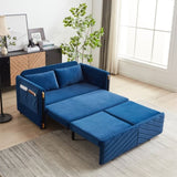 MH 54" Modern Convertible Sofa Bed with 2 Detachable Arm Pockets, Velvet Loveseat Multi-position W1193P254898
