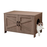 Cat Litter Box Enclosure, Litter Box Furniture Hidden with Barn Door, Wooden Washroom Furniture, 91231076
