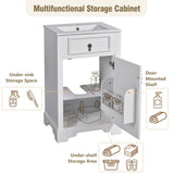 20-Inch Bathroom Vanity with Ceramic Sink, Soft Close Door, Adjustable Shelf, and Door-Mounted N729P192077K