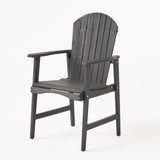 Outdoor Weather Resistant Acacia Wood Adirondack Dining Chairs , Dark Gray Finish 64844.00DGRY