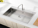 Stainless Steel Kitchen Sink, 30x22 Single Bowl, Overmount Handmade Sink in Brushed, with Cutting 83895540