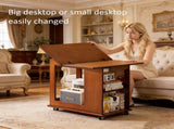 Bamboo folding edge table with movable storage, foldable tabletop suitable for beds and sofas, W2641P454908