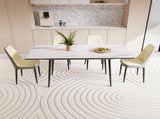 47"-63" expandable dining table set for 2-6 people, equipped with PU fabric thick cushioned dining 92548755