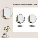 Solid Wood Wavy Mirror--Natural-Wood Vanity Mirror Wall Decor 36" x 36" Modern Mirror Wall Decor for W1445P189556
