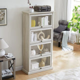 4 Tier Glass Display Cabinet for Living Room Stylish Storage Curio Cabinet with Flip Up Glass Doors W1758P294627