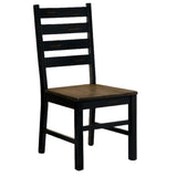 ZNTS Industrial Style Dining Room Side Chairs Set of 2pc Chairs Black and Dark Oak Finish Wooden Seat B011P208970