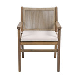 Outdoor Dining Chairs Set of 2, Acacia Wood Patio Armchair with Rope Design Back and Water Repellent N779P224995B