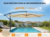 10FT Offset Patio Umbrella Cantilever Banana Umbrella with Crank Tilt Cross Base Khaki 57103469