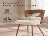 Wicker dining chairs - 4-piece set - Farmhouse soft padded cane back kitchen chair with sponge 81363708
