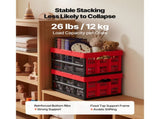 Plastic Collapsible Storage Bins, 32L Set of 3, Stackable Folding Crates with Handles, Supports 26 49887533