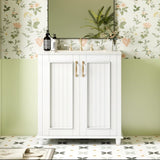 30 Inch Bathroom Vanity with Ceramic Sink, Freestanding Bathroom Vanity Set with Hidden Drawer, N710P192538K