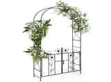 2-in-1 Garden Arbor with Gate - Latchable Double DoorsSide Trellis, Galvanized Metal, Black 93168274