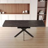62.4" Extendable 78.15"Very large Black Dining Table Modern Mid-Century Kitchen Table Set for Dining 73934119