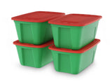 4 pack 18 Gallon Christmas Storage Bins with Lids, Stackable Totes, Plastic Storage Containers, 73891254