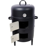 ZNTS 17 Inch Steel Charcoal Smoker, Heavy Duty Round BBQ Grill for Outdoor Cooking, Black W465P216801