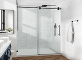 54*76" Fixed & Sliding Shower Door, Round Tube Hardware, Clear Glass Shower Door, 3/8 SGCC 00182276