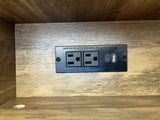 Farmhouse End Table Bedside Table with Charging Station,Night Stand with Barn Door and Drawer, W1412P230409